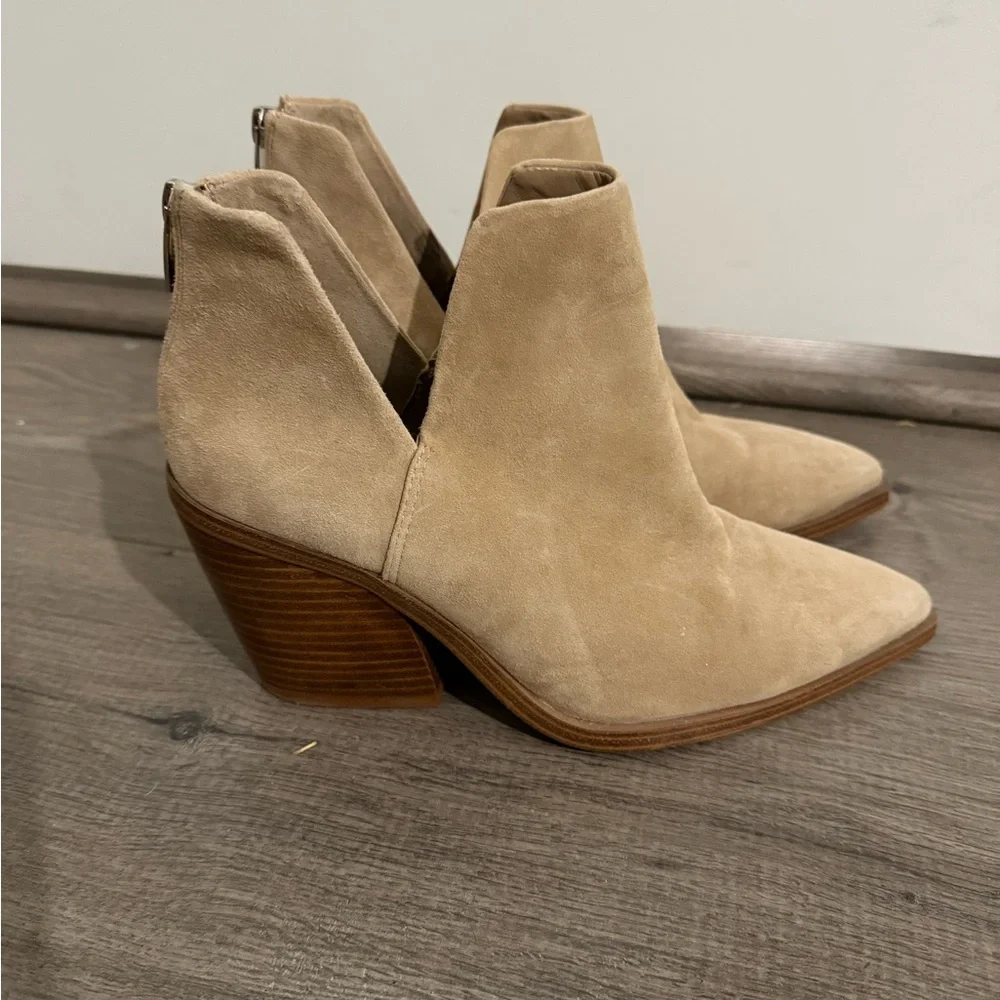 Vince Camuto Tan Suede Ankle Booties - Picture 3 of 7